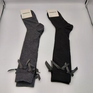 Calzedonia long knee socks with bows anthracite gray+black- set of 2